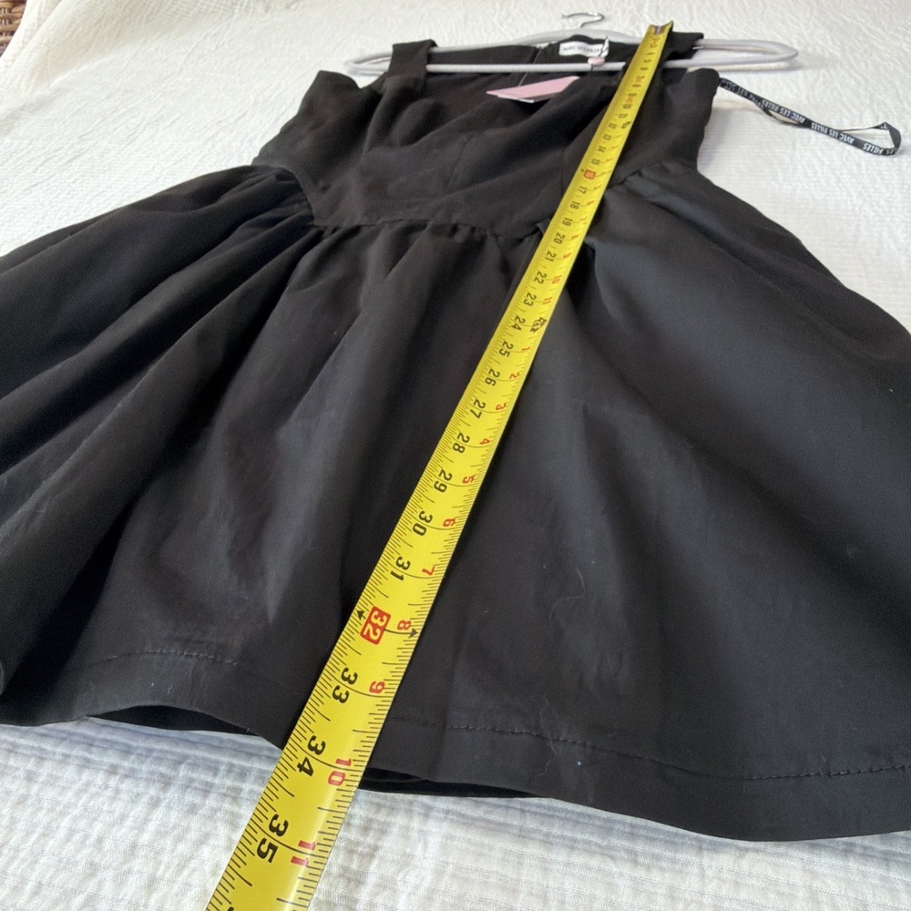 Avec Les Filles Black Basque Waist Mini Dress Square Neck Pockets Size 4 - Picture 6 of 12